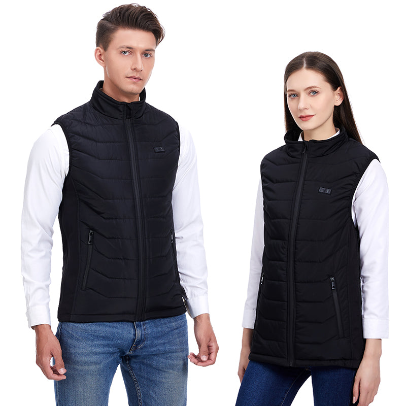 Smart Heated Warm Gilet for Men and Women Dual Control 11 Heating Zones Stand-up Collar Zip Up USB Electric Thermal Vest