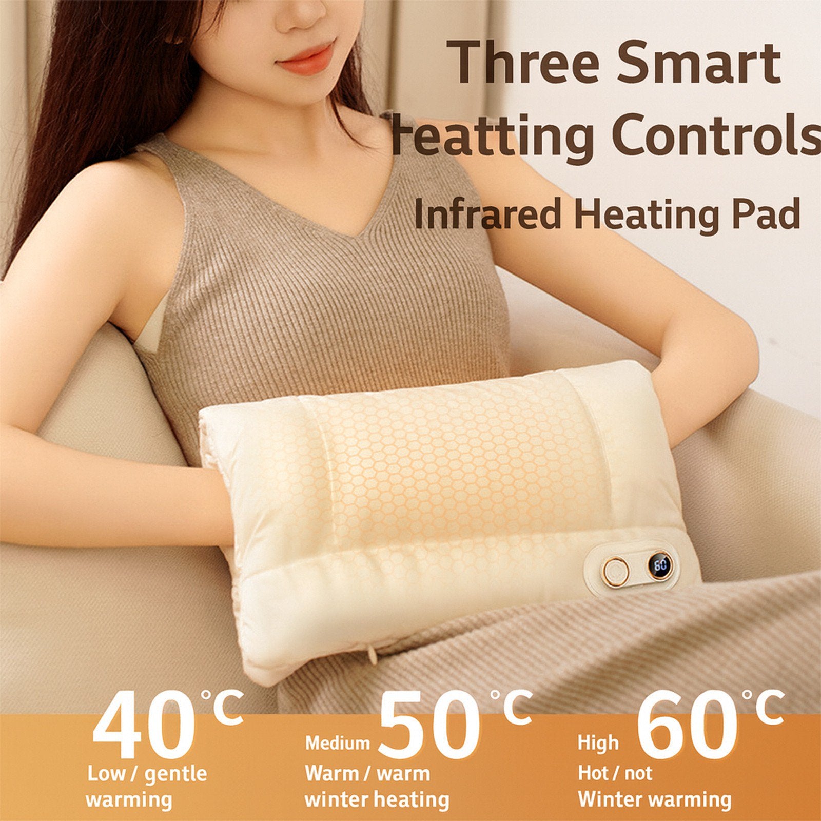 Portable Graphene Heating Hand Warmer, 10000mAh Rechargeable Heating Device Waterless USB Charging Constant Temperature Warmer Knee Pad, Digital Display