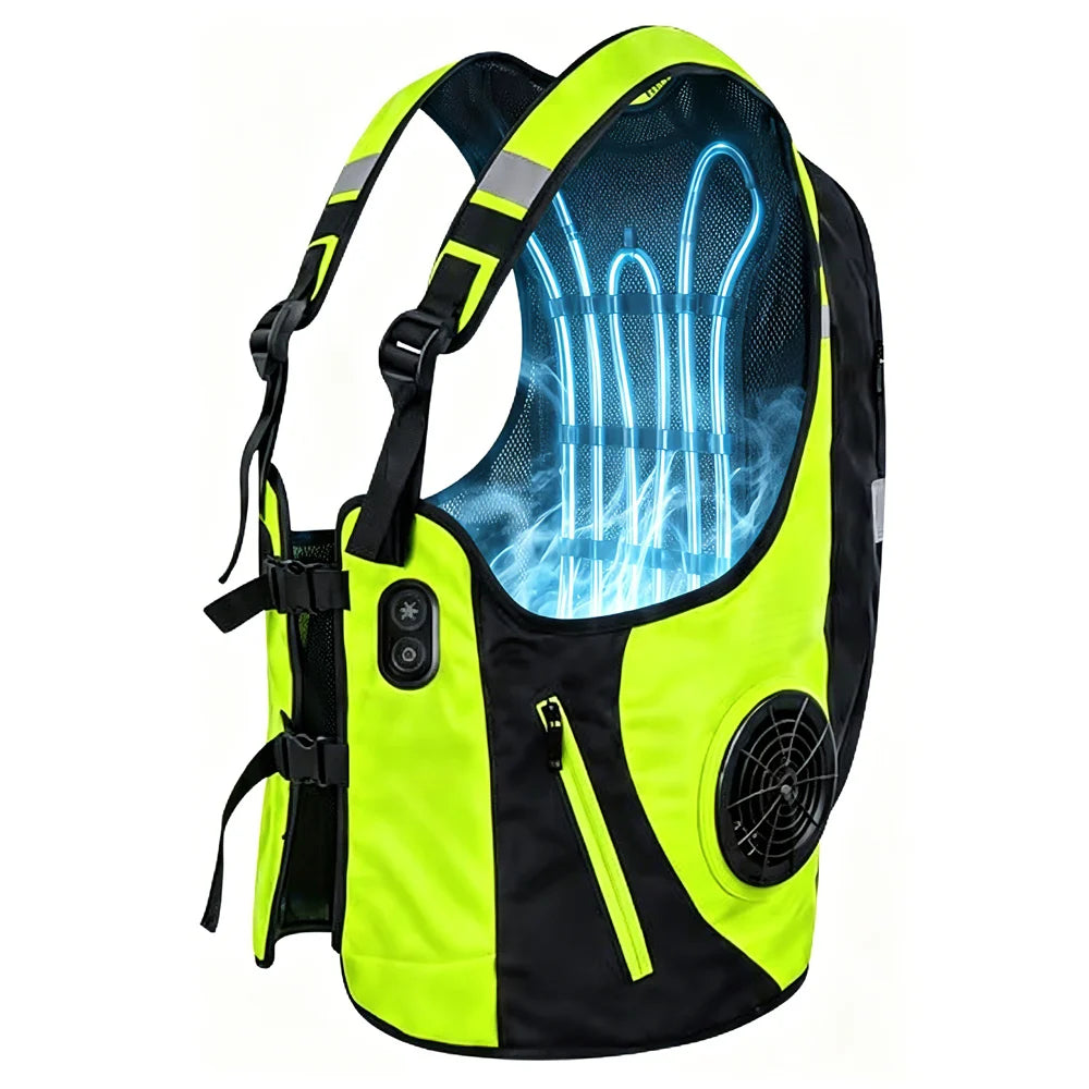 Reflective Dual Cooling Vest with Smart Water Circulation Dual Air-Cooled