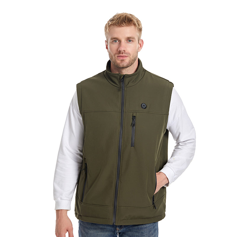 Men's Plain Heated Quilted Vest, 9 Heating Zones Sleeveless Zip Stand-Up Collar Winter Gilet Warm Electric Heat Waistcoat for Running, Hiking, Riding, Golf