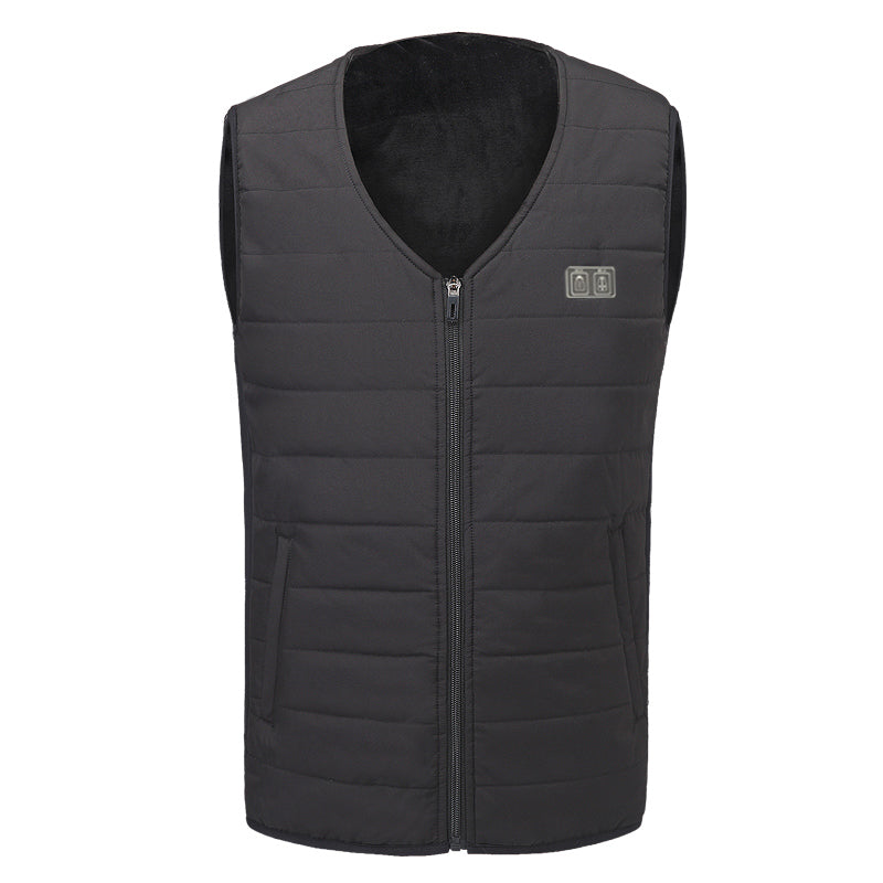 V-neck Fleece Heated Vests for Women Men 12 Heating Areas Dual Control Buttons 3 Gear Temperature Control USB Charging Electric Gilet
