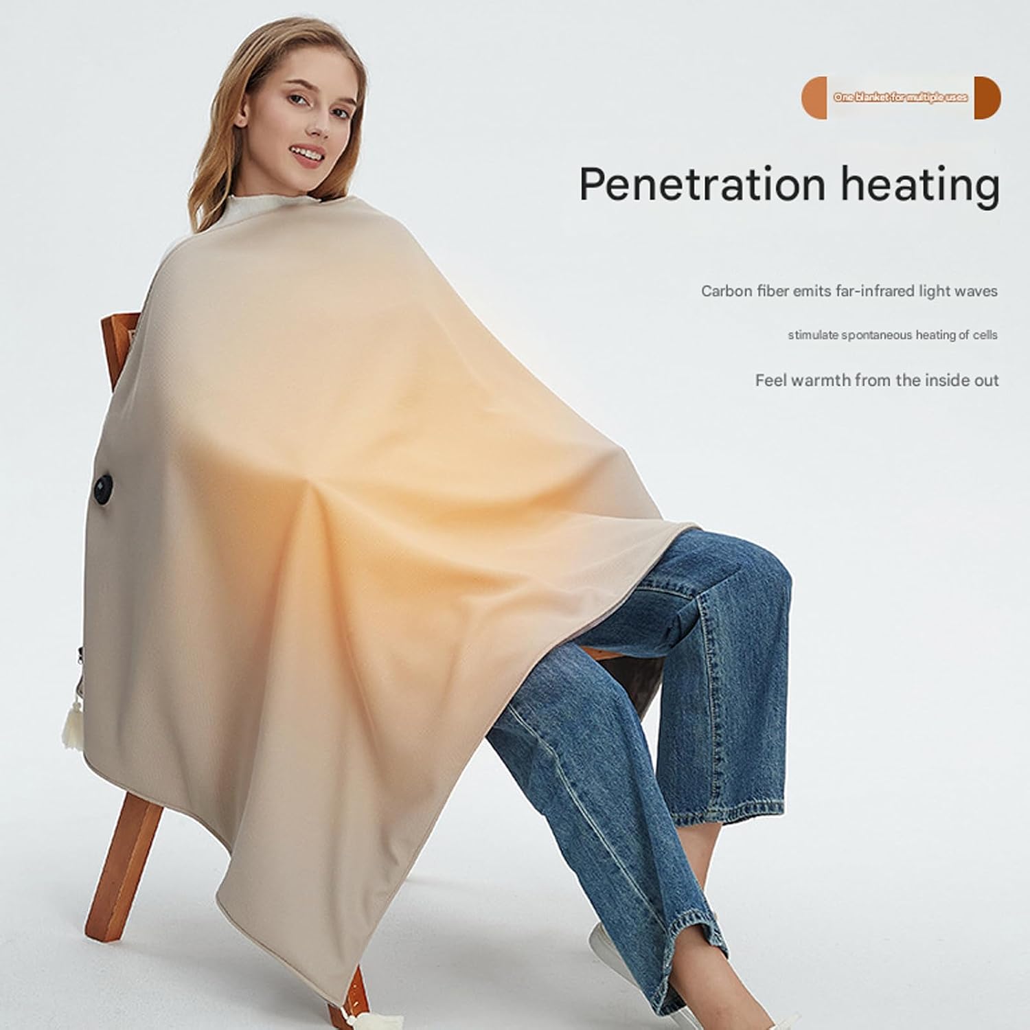 3 Heat Levels Electric USB Heated Shawl Blanket, Portable Washable Throw Heating Shawl For Women Winter Warm Soft Heated Shawls Wraps For Bed, Couch, Sofa, Home