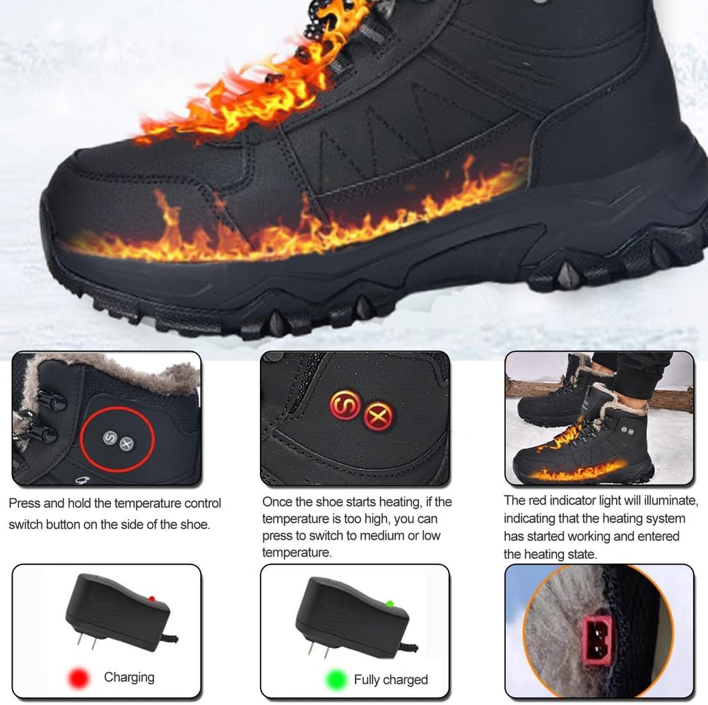 Smart Heated Sneakers for Women with Rechargeable 20000mAh Battery 3 Heating Levels Electric Heated Shoes, Waterproof Upper, Non-Slip Rubber Sole, Winter Warmth Footwear for Hiking Outdoor Activities