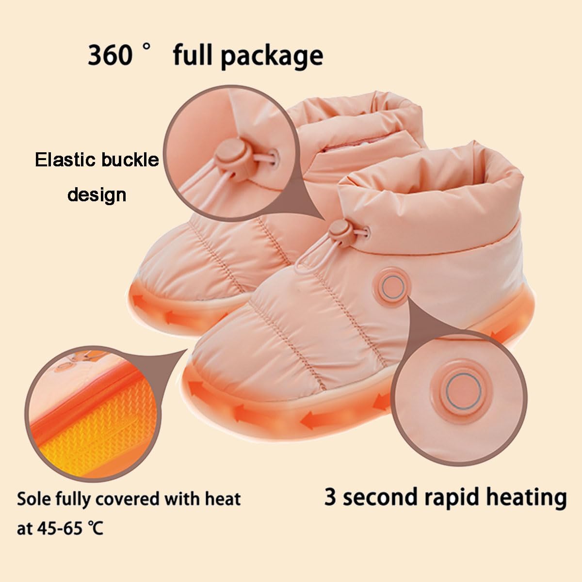 Rechargeable Electric Heated Shoes for Men Women with 2*8500mAh Batteries 3-level Temperature Adjustment 45℃/55℃/65℃ Winter Snow Short Boots Foot Warmer