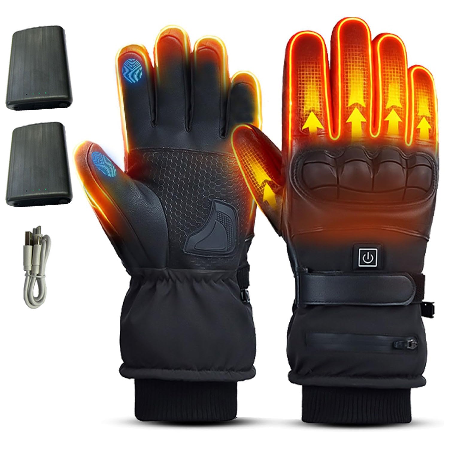 Rechargeable Heated Gloves with 2*8500mAh Batteries Touchscreen Heating Gloves for Men Women for Outdoor Activities, Riding, Cycling & Cold Weather