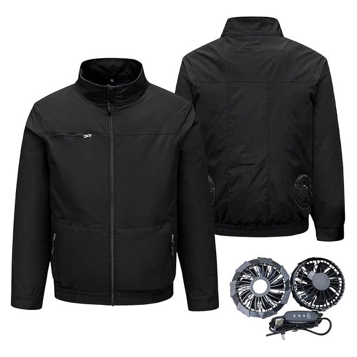 Cooling Air Conditioning Work Clothes with 2 Fans, Summer Ultra-thin Long Sleeve Fan Jacket for Men Women, 3 Levels of Wind Speed Adjustment
