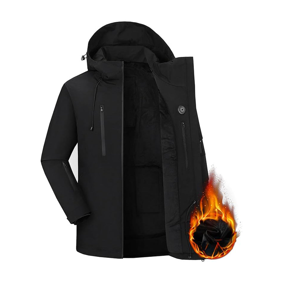 Electric Heated Hooded Ski Jacket for Men Women, 5 Heat Generation USB Powered Windbreaker Mountain Parka Heating Wear