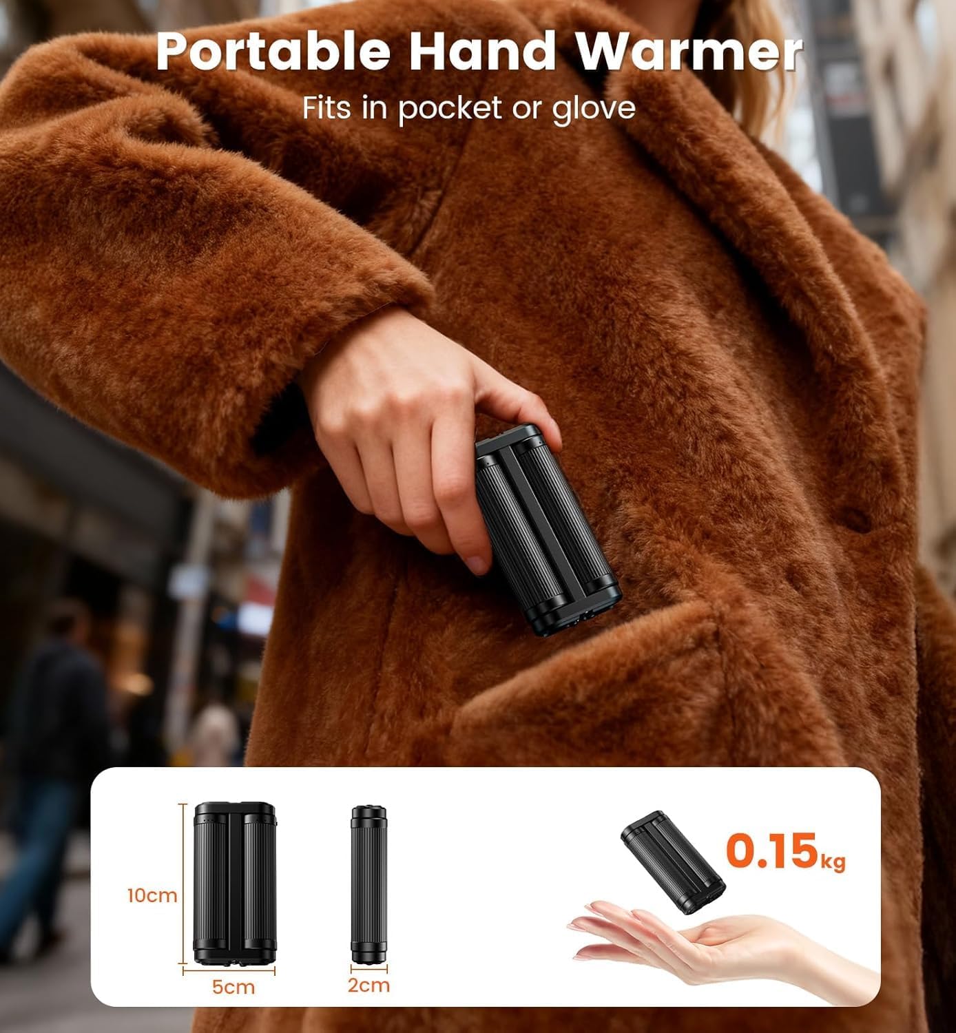 Detachable Stress-Relieving Rechargeable Electric Heated Hand Warmer 2 pack, Reusable 3 Levels Heating Portable Pocket Heater