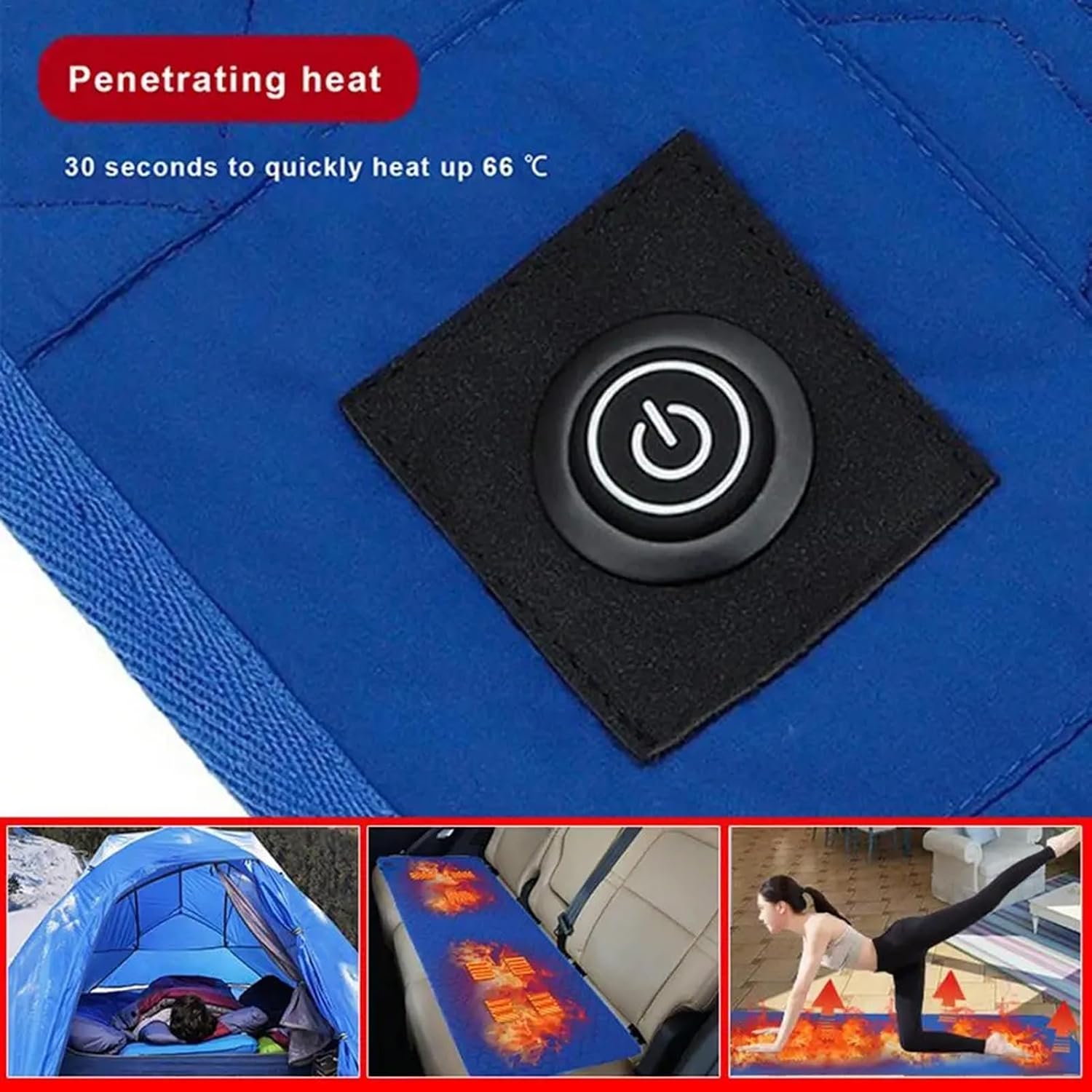 Heated Sleeping Bag Liner - 7 Heating Zones 3-Level Adjustable USB Electric Heating Sleeping Bag Pads Heated Mat for Outdoor Camping Tent Sleeping Mattress Thermalpad Foot Warmer - Firoth