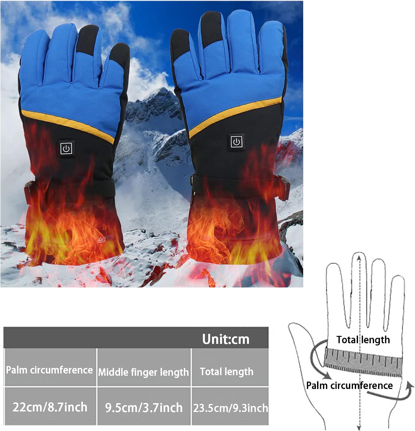 Motorcycle Warmth Heated Gloves with 2*5000mAh Batteries Touchscreen Battery Heating Glove Liners Water-Resistant Thermal Gloves for Hunting Ski Snowboarding Cycling