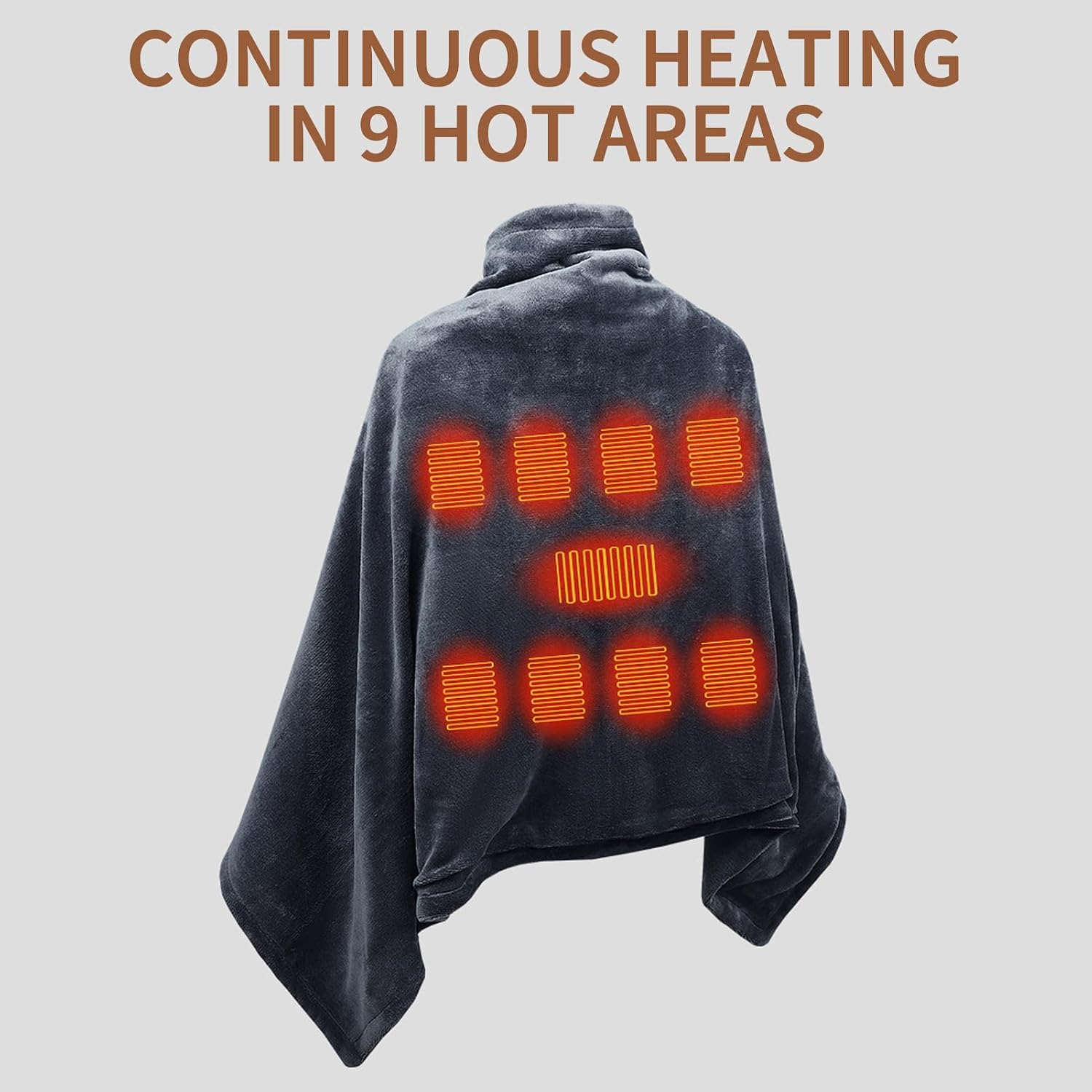 Portable USB Heated Blanket Electric Wearable Heated Shawl Wraps for Office, Heating Lap Blanket Throw, Washable, 3 Heat Level
