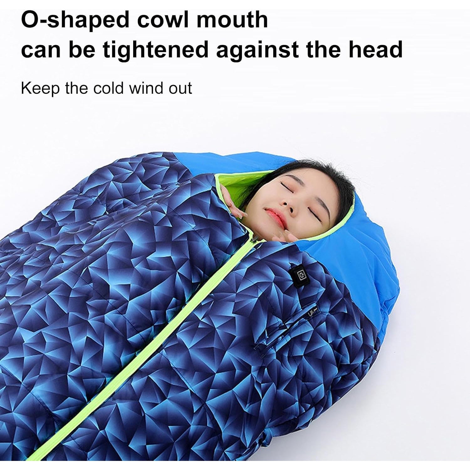 Outdoor Heated Sleeping Bag Camouflage Blue 5V 2A USB Charging Adjustable Temperature for Travel Hiking Camping Made of Polyester Fluffy Cotton