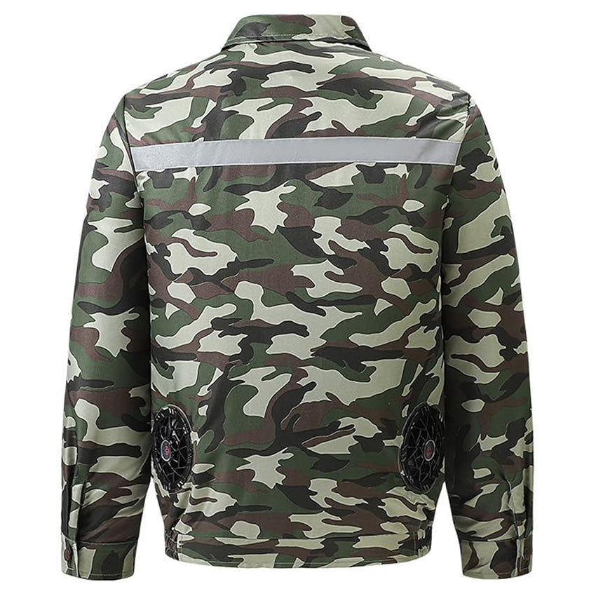 Summer Cooling Jacket with 2 Fans 3-Speed Settings Breathable Fabric Comfort Safety Reflective Strips Sun Protection Refrigeration Air Conditioning Clothes for Hot Weather