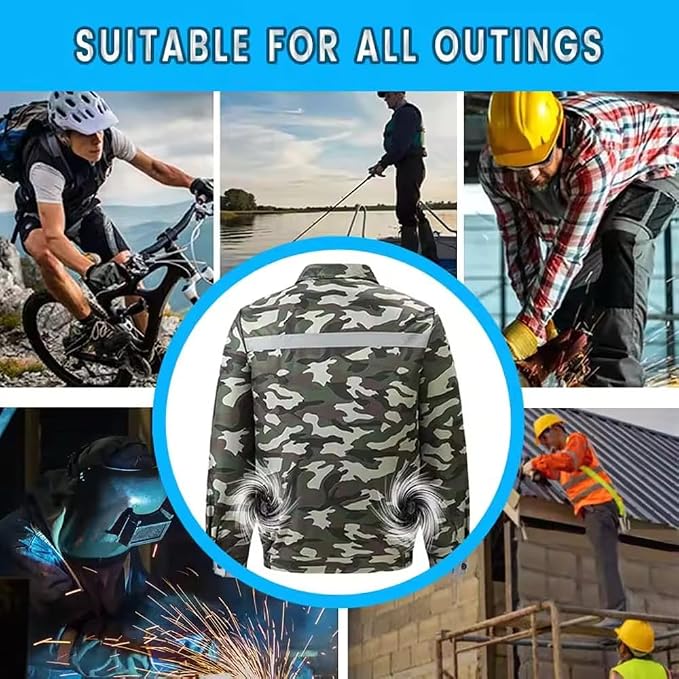 Summer Cooling Jacket with 2 Fans 3-Speed Settings Breathable Fabric Comfort Safety Reflective Strips Sun Protection Refrigeration Air Conditioning Clothes for Hot Weather