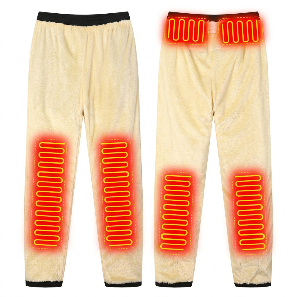 Lambswool Warm Heated Trousers for Men Women 10 Heating Zones 3 Temperature Modes Waterproof Windproof Fleece Lined Jogger Electric Thermal Sweatpants for Winter Cold Protection