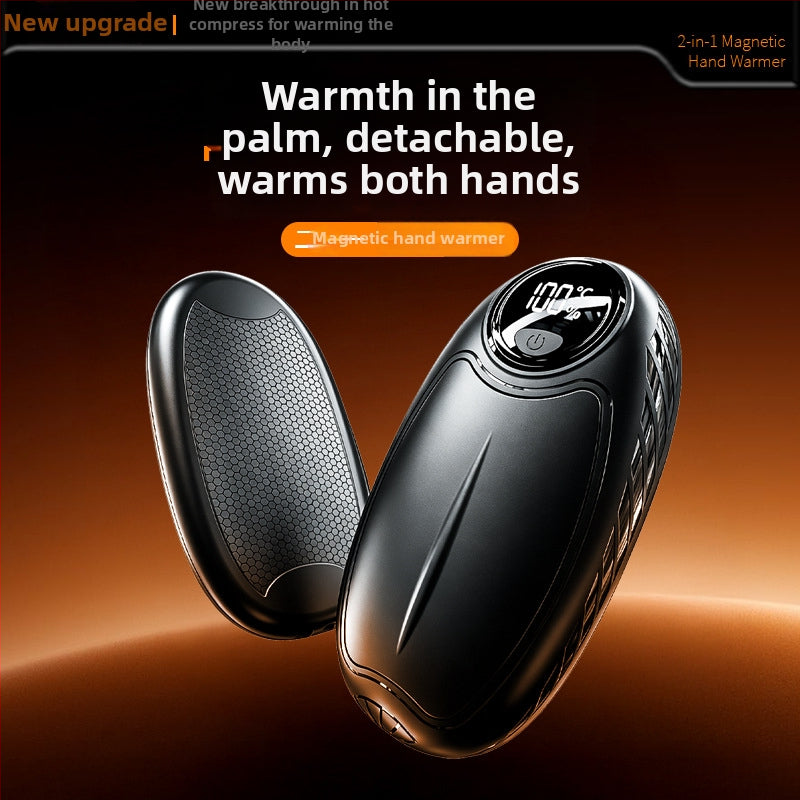 Dual-function Magnetic Hand Warmer with USB Charging, Portable Rechargeable Pocket Heater with Digital Display Detachable Design