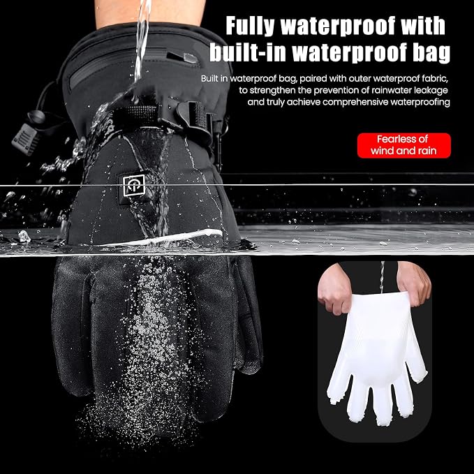 Unisex Heated Gloves with 2Pcs 8500mAh Battery, Anti Slip, 3 Heat Settings, Touchscreen Warming Gloves for Skiing, Motorcycle