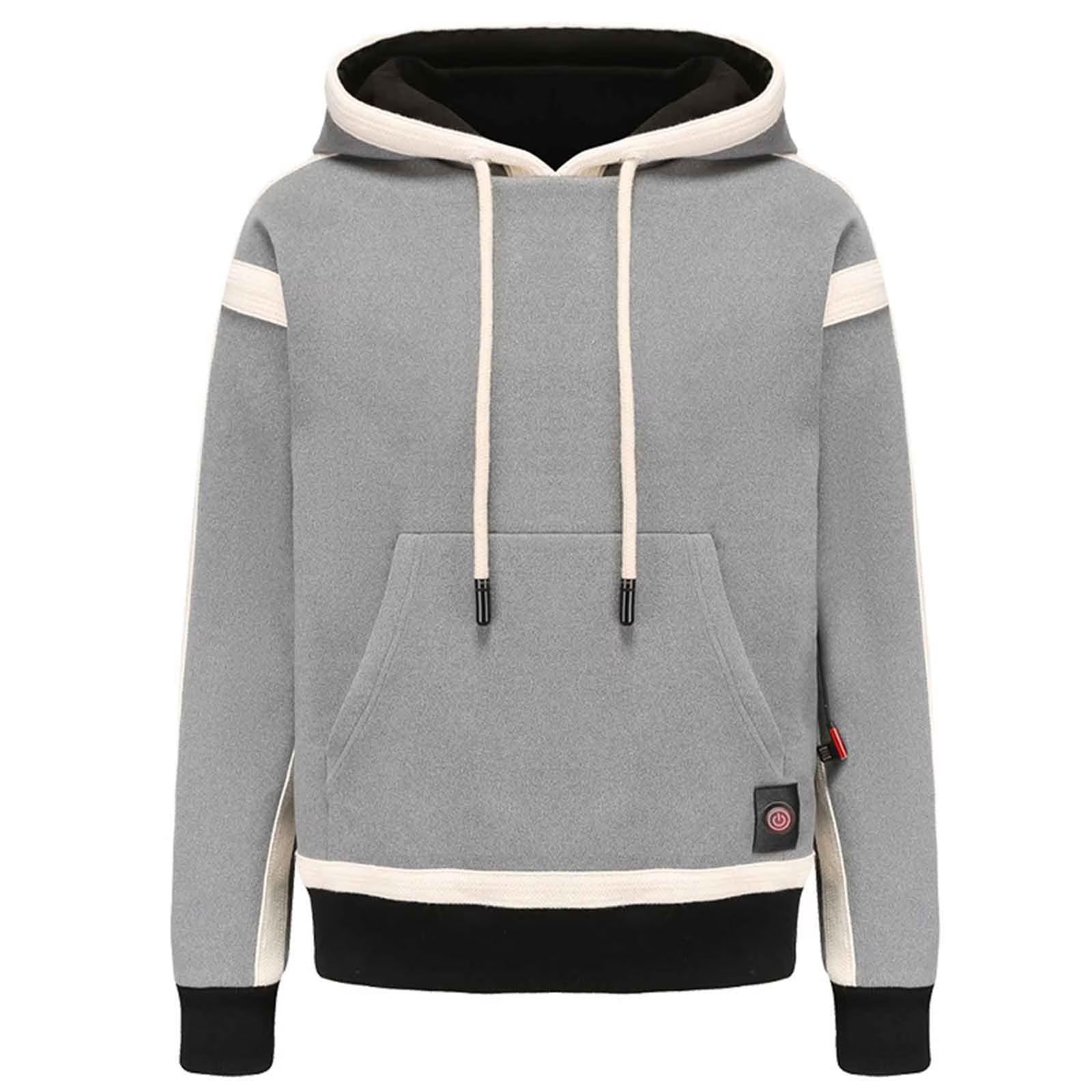 Smart Electric Heated Sweatshirt for Men Women, 9 Heating Zones USB Charging Three-Speed Temperature Long Sleeve Blouse Hoodies Thermal Tops