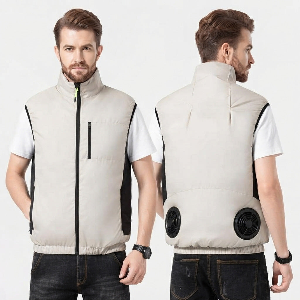 Air Conditioning Fans Vest for Men Women with 2*5V Fans Air Conditioned Clothes Sleeveless Workwear Heat Reducing & Breathable for Hot Weather