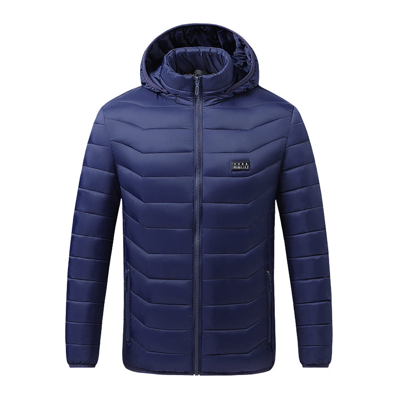 4 Temp-controller 19 Heating Zones Heated Jacket with Hood for Women Men 3 Temperature Levels Electric Charging Thermal Long Sleeve Warm Coat