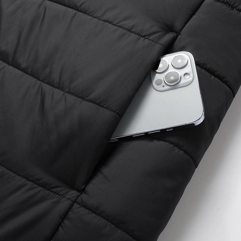 Electric Heated Hooded Gilet for Men, Dual DC/USB Port 3 Adjustable Temperature 14 Heating Zones Winter Warm Heating Vest with Detachable Hood