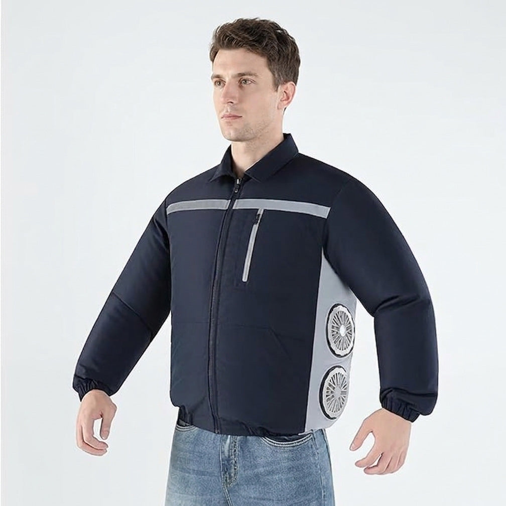 Unisex Summer Cooling Long Sleeve Jacket with 4 Fans, Includes Reflective Material, Suitable for Work at Night