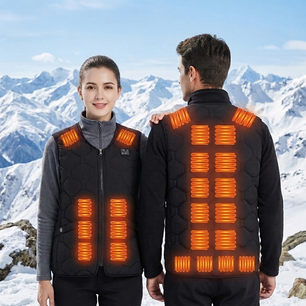 24 Heating Areas Smart Temperature Control Heated Vests for Men Women V-Neck USB Infrared 3 Levels of Temperature Thermal Winter