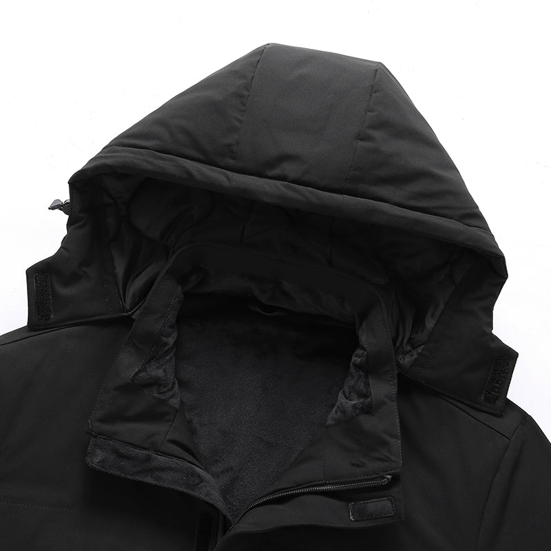 Heated Hooded Coat for Men Women Dual Independent Switches 9 Heating Areas Control 3 Temperature Thermal Windbreaker Outerwear for Camping Skiing Hiking