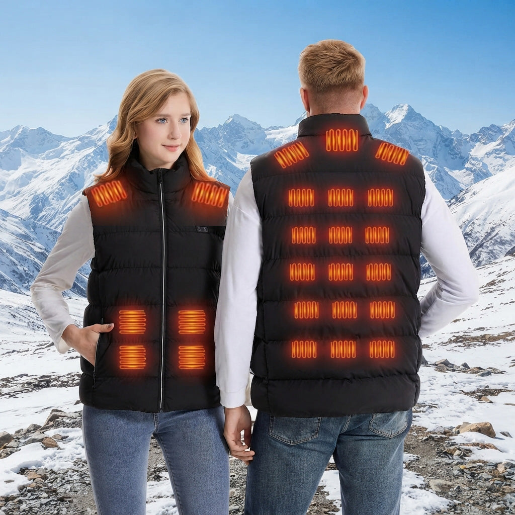 4 Control 26 Carbon Fiber Heating Pads Heated Gilet for Men Women 3 Heat Adjustable Electric USB Charging Winter Warm Heated Body Warmer
