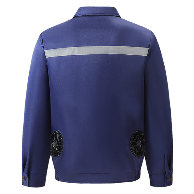 Summer Cooling Jacket with 2 Fans 3-Speed Settings Breathable Fabric Comfort Safety Reflective Strips Sun Protection Refrigeration Air Conditioning Clothes for Hot Weather