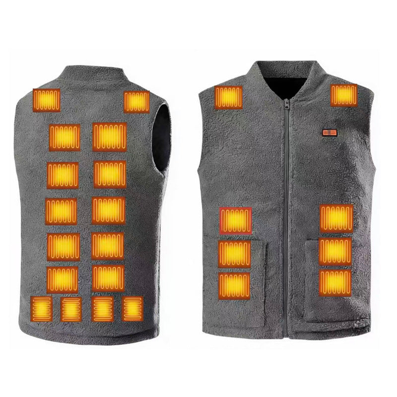 Rechargeable USB Heating Vest for Women Men, 3 Temperature Levels 24 Heating Zones Lightweight Fleece Heated Thermal Warm Body Warmer for Winter Outdoor Activities Camping Skiing