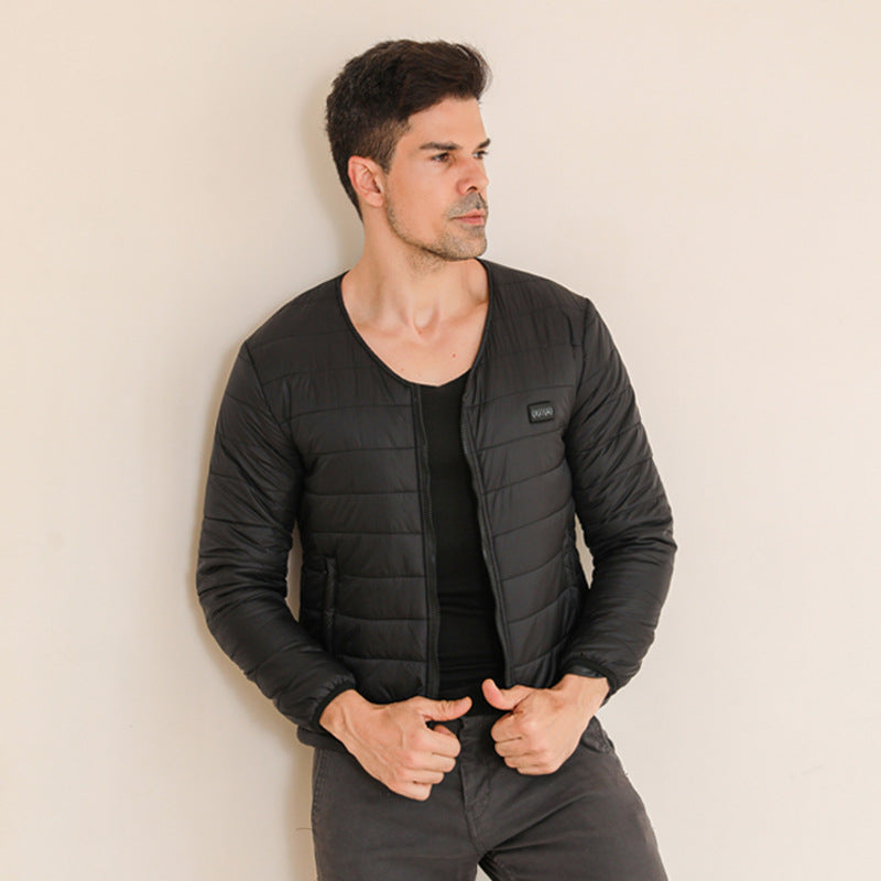 Unisex Cotton Heated Jacket, 24-Zone Dual Control USB Charging Long Sleeve V-Neck Zipper Closure Winter Coat Functional Thermal Parka for Men Women