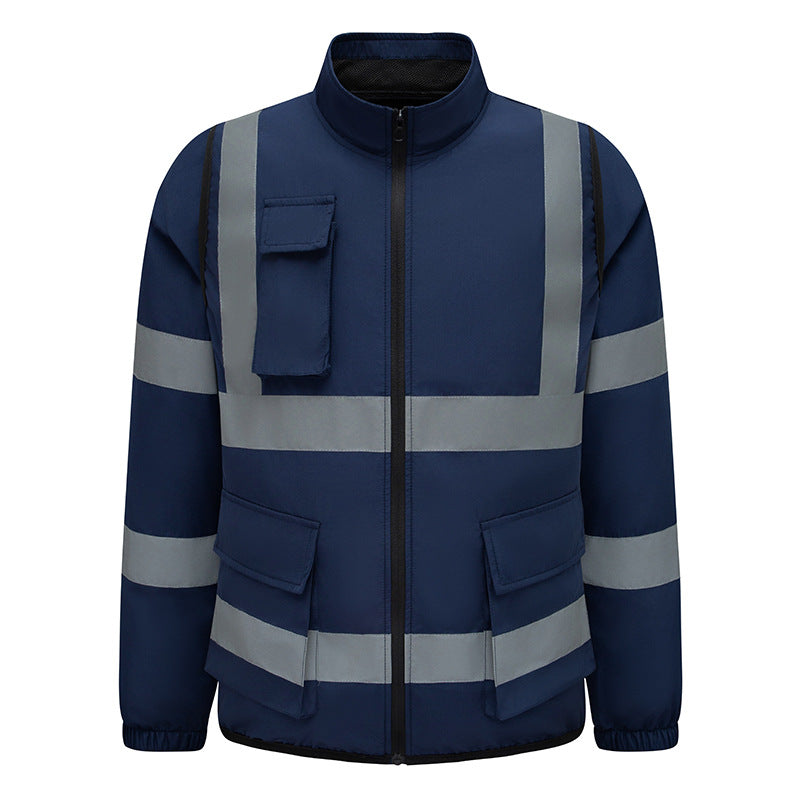 High Visibility Air Cooling Jackets for Men Women, Cooling Clothes with 3 Fans for Working Cycling Outdoor Reflective Stripe Polyester Work Uniform Adjustable Fan Work Coat
