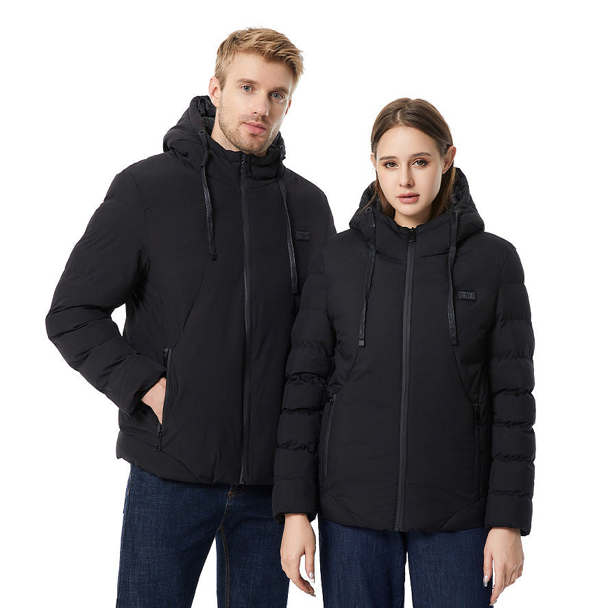 Thermal Hooded Heated Coat for Men Women, Dual Control 11 Heating Areas, USB Charging Electric Body Warmer Hoodie Jacket for Winter Outdoor Working Sports