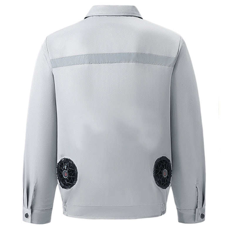 Summer Cooling Jacket with 2 Fans 3-Speed Settings Breathable Fabric Comfort Safety Reflective Strips Sun Protection Refrigeration Air Conditioning Clothes for Hot Weather