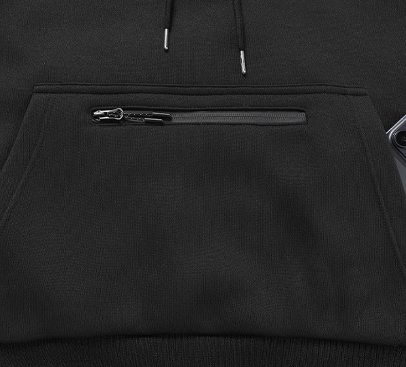 Black Electric Heated Pullover Hoodie for Men Women, 26 Zones 4 Gear Temperature Control Winter Zip Up Pocket Long Sleeve Thermal Sweatshirt for Outdoor Skiing Hiking