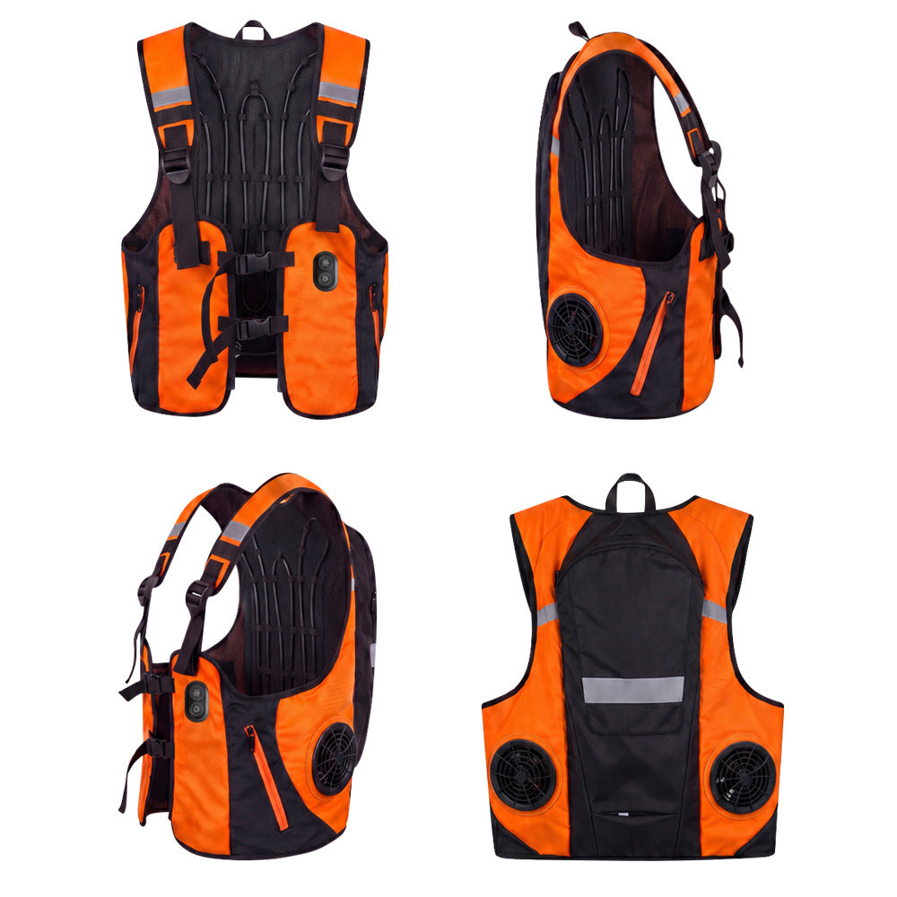 Reflective Dual Cooling Vest with Smart Water Circulation Dual Air-Cooled