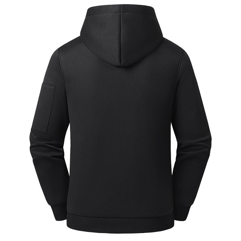 Black Electric Heated Pullover Hoodie for Men Women, 26 Zones 4 Gear Temperature Control Winter Zip Up Pocket Long Sleeve Thermal Sweatshirt for Outdoor Skiing Hiking