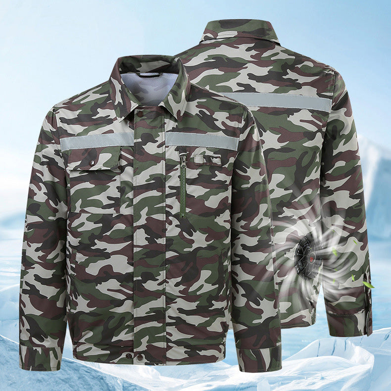 Summer Cooling Jacket with 2 Fans 3-Speed Settings Breathable Fabric Comfort Safety Reflective Strips Sun Protection Refrigeration Air Conditioning Clothes for Hot Weather
