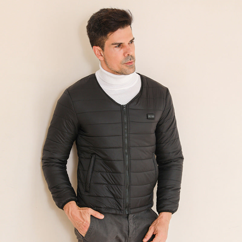 Unisex Cotton Heated Jacket, 24-Zone Dual Control USB Charging Long Sleeve V-Neck Zipper Closure Winter Coat Functional Thermal Parka for Men Women