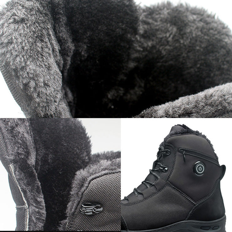Heated Sneakers for Women Men Warm Fur Lined Heated Short Boot with Rechargeable 10000mAh Battery 5-level Temperature Adjustment Anti-Skid Sole Keep Feet Warm for Winter