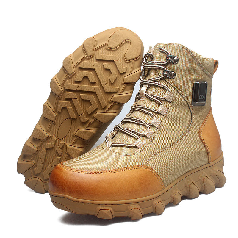 Genuine Leather Heated Boots for Men with Five-Level Heating System Rechargeable 20000mAh Battery Winter Waterproof Warm Snow Work Boot Rechargeable Electric Heating Foot Warmers