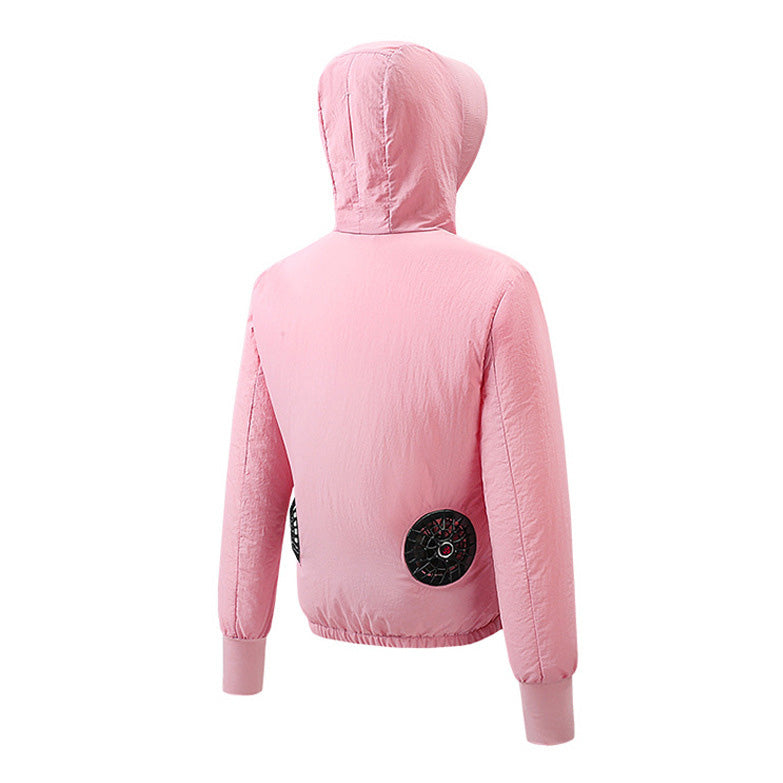 Sun Protective Cooling Fan Jacket for Men Women, UPF 50+ Air Conditioned Lightweight Hoodie, UV Protection USB Cool Jacket for Summer Hot Weather Work, Outdoor Activities