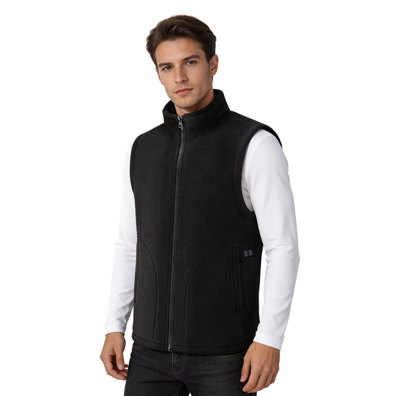 Fleece Lined Heated Vest for Women Men, 3 Gear Temp Control Dual Control 10 Heating Zones USB Electric Heating Stand Collar Smart Thermal Waistcoat