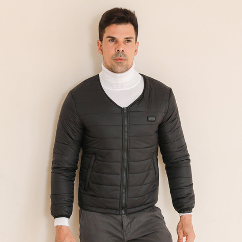 Unisex Cotton Heated Jacket, 24-Zone Dual Control USB Charging Long Sleeve V-Neck Zipper Closure Winter Coat Functional Thermal Parka for Men Women