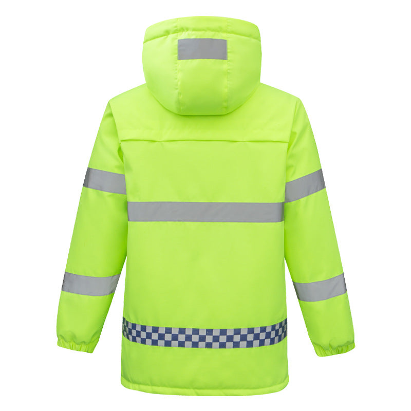 Hi Vis Heated Hooded Jacket for Men Women, 8 Heating Zones 3 Temperature Levels High Visibility Heated Workwear Waterproof Windproof Reflective Outerwear Safety Security Work Coat