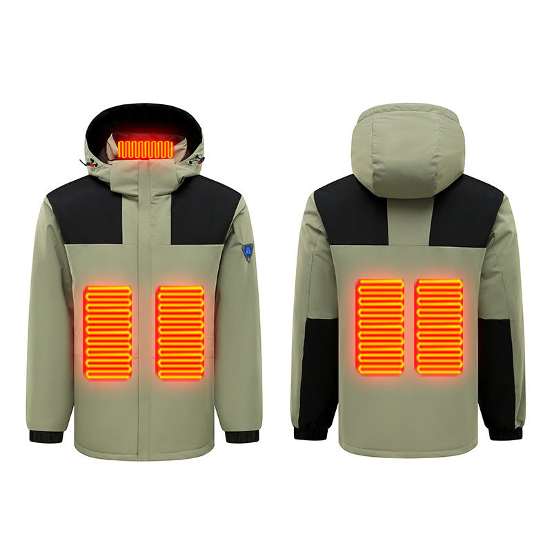 Winter Hooded Heated Coats for Men and Women, Windproof Waterproof Unisex Heating Warm Jackets, Large Heating Zones 3 Levels Heat Control USB Charging Electric Body Warmer Overcoat Hoodie