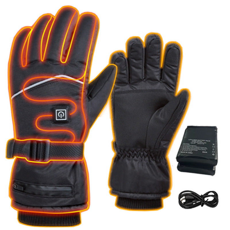 7.4V 2*3000mAh Electric Rechargeable Heated Ski Gloves for Women Men 3 Heating Levels Touchscreen Thermal Gloves for Hiking Riding Motorcycling