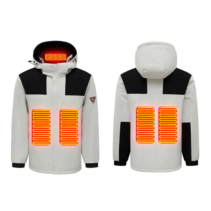 Winter Hooded Heated Coats for Men and Women, Windproof Waterproof Unisex Heating Warm Jackets, Large Heating Zones 3 Levels Heat Control USB Charging Electric Body Warmer Overcoat Hoodie