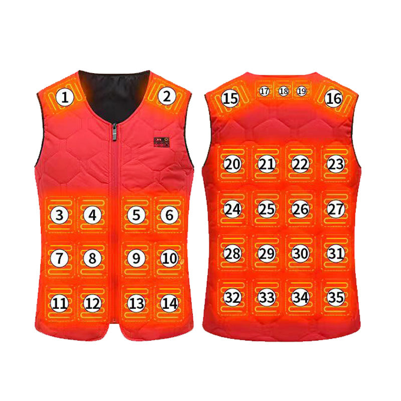 35 Heating Areas Heated Vest for Women Men with 3 Adjustable Temperature Electric USB Rechargeable Winter Thermal V-Neck Gilet